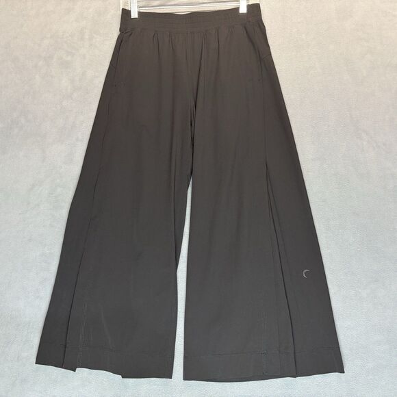 Zyia Active Size Large Black Wide Leg Pants Stretch Nylon Spandex Pockets - Picture 1 of 8
